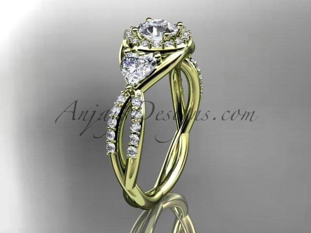 Mariage - 14kt yellow gold diamond engagement ring,wedding band with a "Forever Brilliant" Moissanite center stone ADLR321