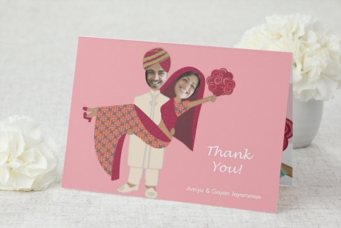 Wedding - Indian Style Caricatures Thank You Cards