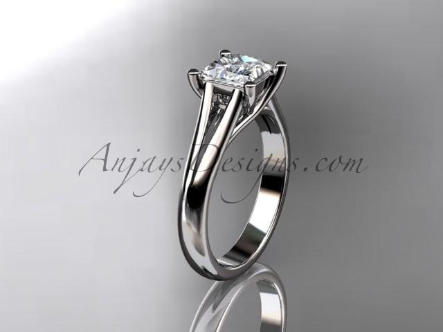 زفاف - 14kt white gold diamond unique engagement ring, wedding ring, solitaire ring with a "Forever Brilliant" Moissanite center stone ADER143