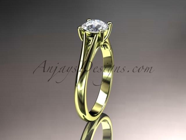 Свадьба - 14kt yellow gold diamond unique engagement ring, wedding ring, solitaire ring with a "Forever Brilliant" Moissanite center stone ADER109