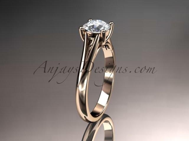زفاف - 14kt rose gold diamond unique engagement ring, wedding ring, solitaire ring with a "Forever Brilliant" Moissanite center stone ADER109