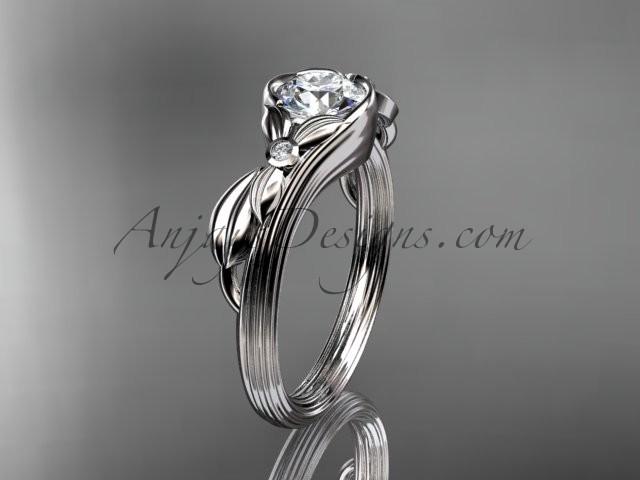 زفاف - Unique 14kt white gold diamond floral engagement ring with a "Forever Brilliant" Moissanite center stone ADLR324