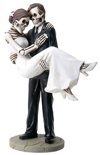 Свадьба - Day Of The Dead Skulls Groom Holding Bride Wedding Cake Topper