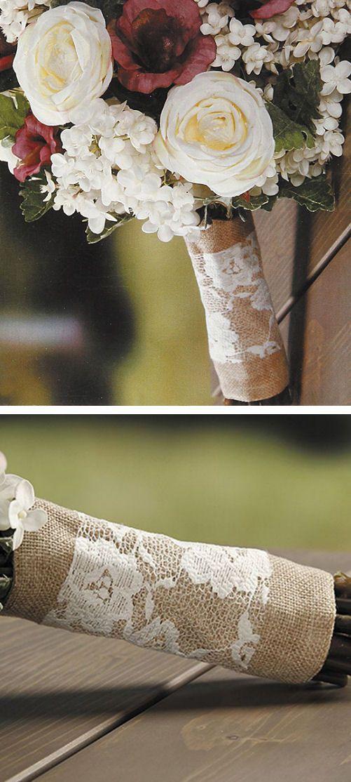 Свадьба - Burlap & Lace Bouquet Wrap