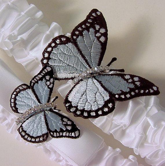 زفاف - wedding garter  set Winged  Butterfly Bridal garters