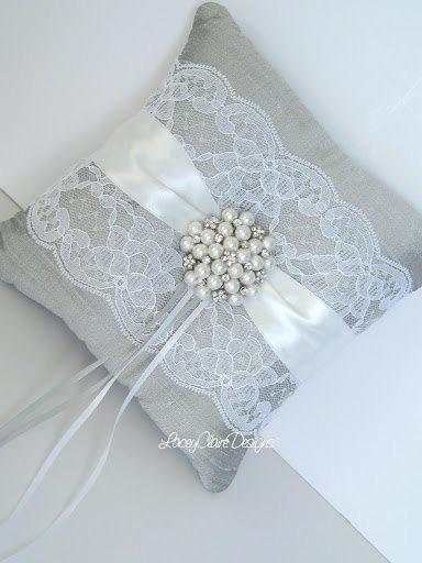 زفاف - Lace Ring Bearer Pillow for wedding - made from dupioni silk Custom Made