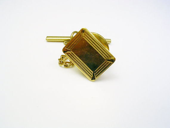 Wedding - Vintage gold tone Tie Pin / Tie Tack / Men's Wedding Formal Wear Jewelry / Gentleman Tuxedo / Groomsman Father Gift / tie Accessory