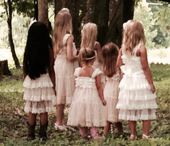 Wedding - Lace Flower Girl dress- Flower Girl Dresses- Cream flower girl dress- Lace dress- Rustic Girls Dress- Baby Lace Dress- Junior Bridesmaid