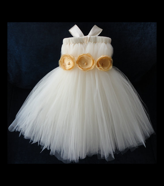 Hochzeit - Gold Flower Girl Dress