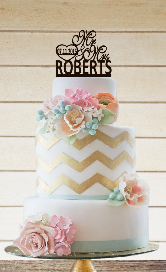Свадьба - Wedding Cake Topper Wedding Decor Personalized Cake Topper