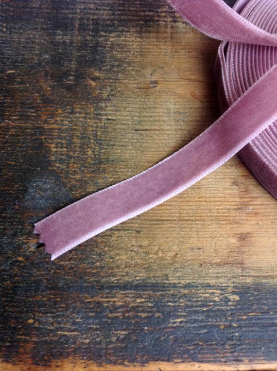 زفاف - pink rose mauve velvet ribbon