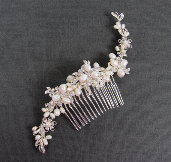 Hochzeit - Pearl Bridal Comb, ISABELLA Hair Comb Bridal hair comb, Wedding hair accessories, Bridal Headpieces, Rhinestone hair comb bridal