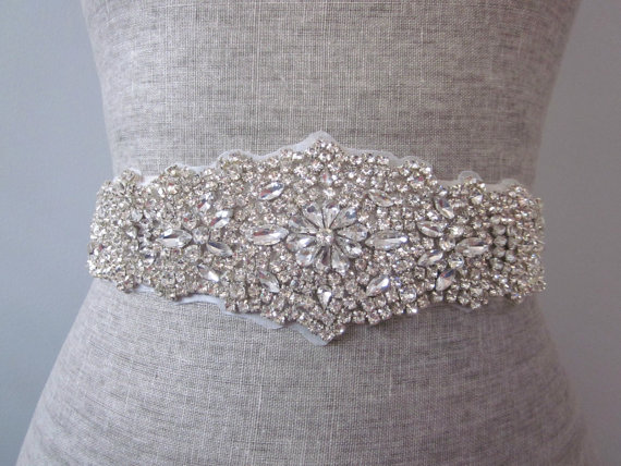 Wedding - Sparkling Crystal glass Rhinestone bridal wedding sash / belt