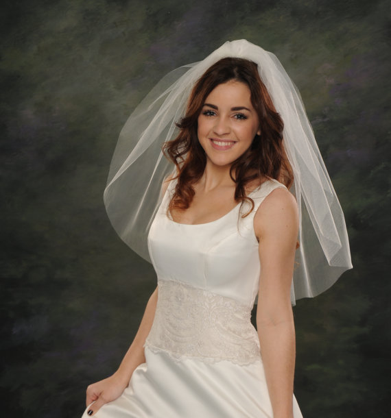 Wedding - Light Ivory Wedding Veils Waist Length 28 1 Tier Ivory One Layer Bridal Veils White 72 Wide Illusion Tulle