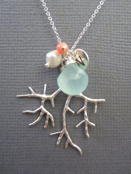 زفاف - Coral branch necklace, Personalized Bridesmaid Jewelry, Coral Necklace, Beach wedding, Hand Stamped, Wedding jewelry, Bridesmaid Necklace