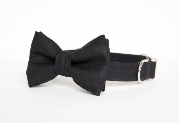Hochzeit - Bowtie Dog Collar - Black Tie Affair