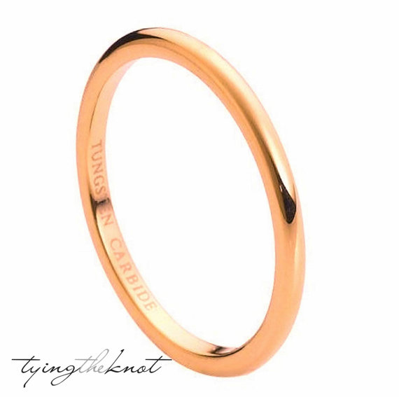 Mariage - Tungsten Carbide Rings High Polish Rose Gold Plated IP Band Women Wedding Bands Wedding Rings Engagement Promise Rings Wedding Bands Women