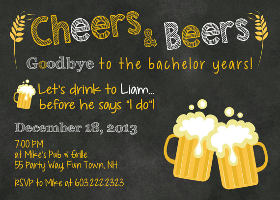 Wedding - Bachelor Party Invitation Beers Mugs - Chalkboard Invite -  Beer Bachelor Party - Beer Man bachelor party invitation - cheers beer mugs