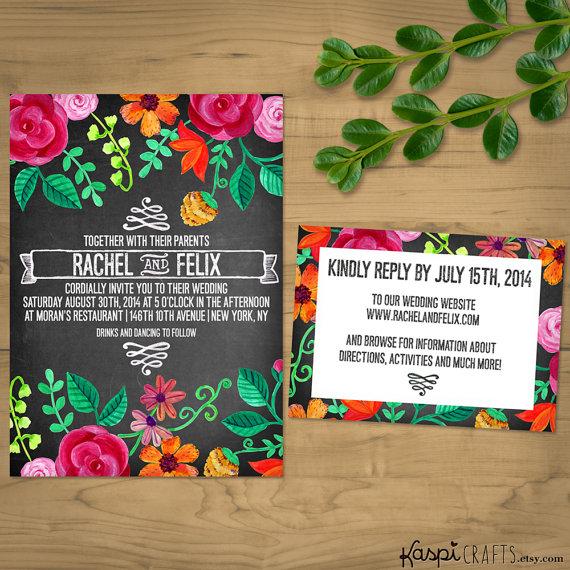 زفاف - As seen in COSMOPOLITAN Bride Australia 2014 - Chalkboard wedding invitation, printable wedding invitation