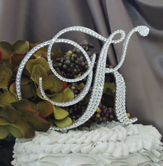 Hochzeit - 5.5" Monogram Wedding Cake Topper in any letter A B C D E F G H I J K L M N O P Q R S T U V W X Y Z