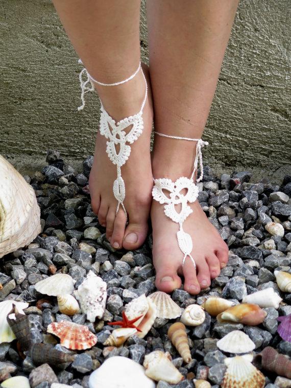 Mariage - Lace sandals, beach shoes, bridal sandals, wedding bridal, barefoot sandles, wedding accessories, wedding sandals, White Lace Sandles