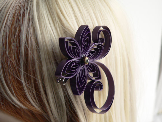 زفاف - Purple Hair Flowers for Wedding, Plum Wedding Hair Clip, Plum Wedding Hair Accessory, Lapis Wedding
