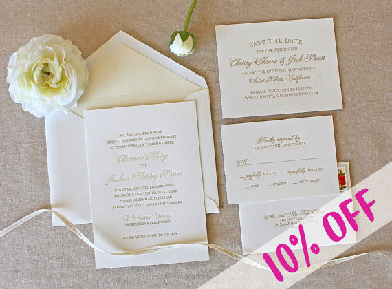 Mariage - Bello Letterpress Wedding Invitation - Letterpress Wedding Invitation - Traditional Letterpress Wedding Invitation