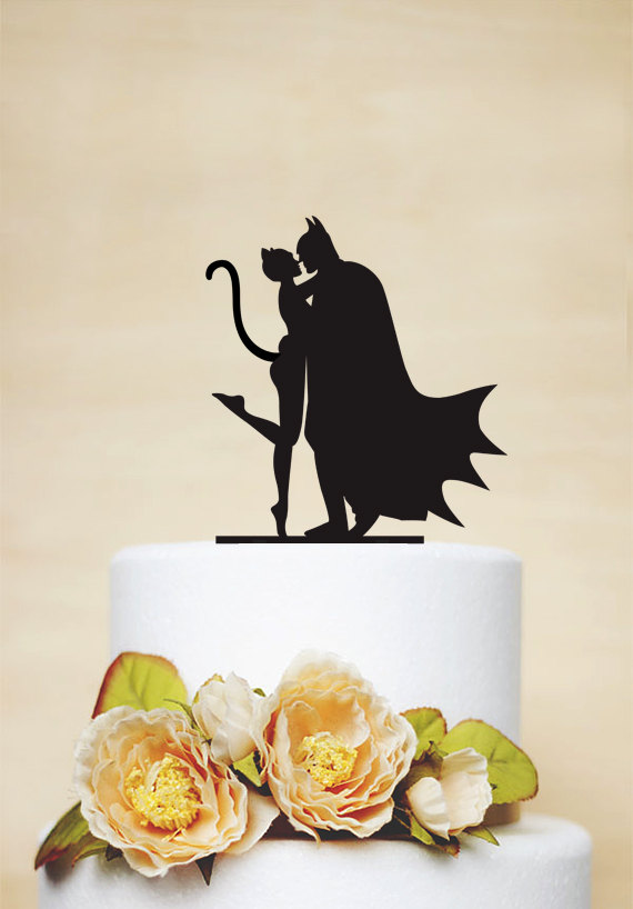 Caketopper Tortenfigur MR MRS Hochzeit Batman Catwomen Cosplay Gothic Brautpaar 
