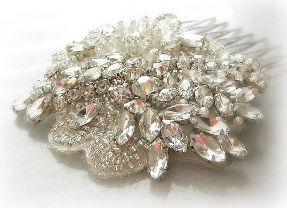 زفاف - Swarovski Crystal Bridal Comb, Vintage Style Hair Comb, Beaded Comb with Rhinestones - STARDUST