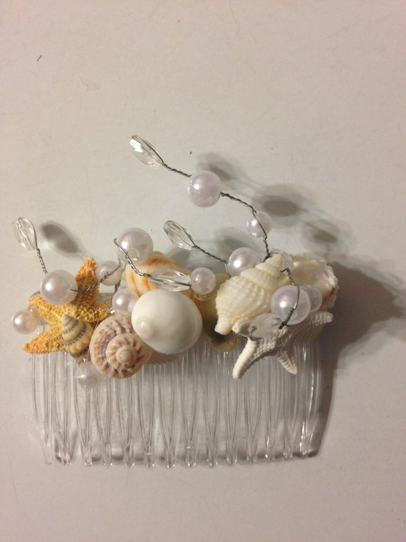 زفاف - Wedding Seashell  Bride Bridesmaid Sea Shell Hairpiece Comb