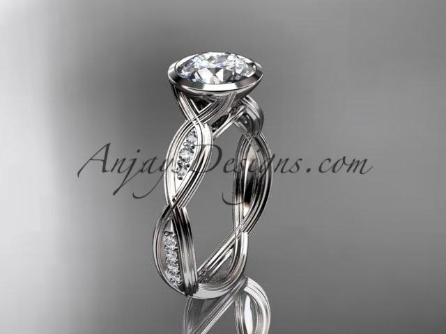 Mariage - 14k white gold diamond wedding ring,engagement ring with "Forever Brilliant" Moissanite center stone ADLR24