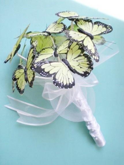 زفاف - Butterfly Wedding Bouquet In White