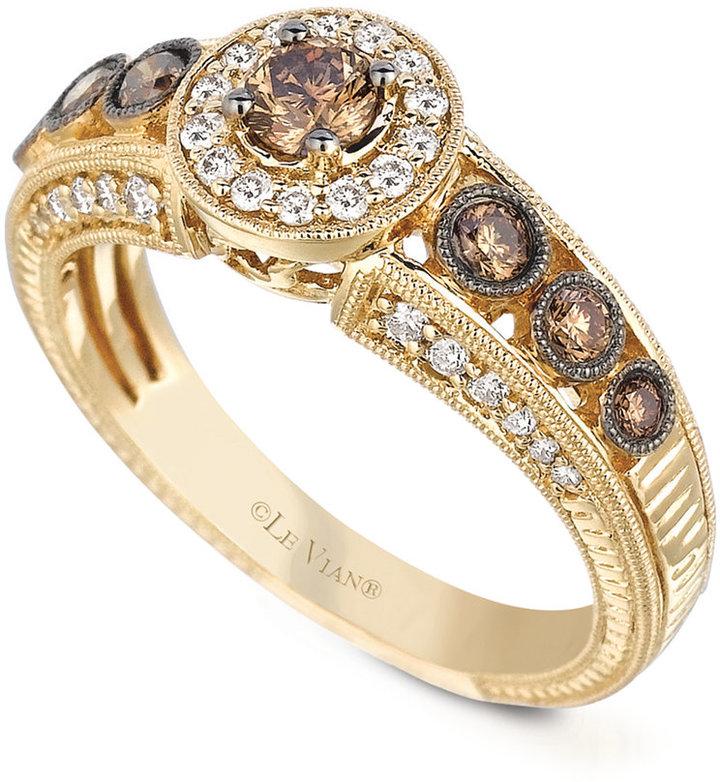 زفاف - Le Vian White and Chocolate Diamond Engagement Ring (7/8 ct. t.w.) in 14k Gold