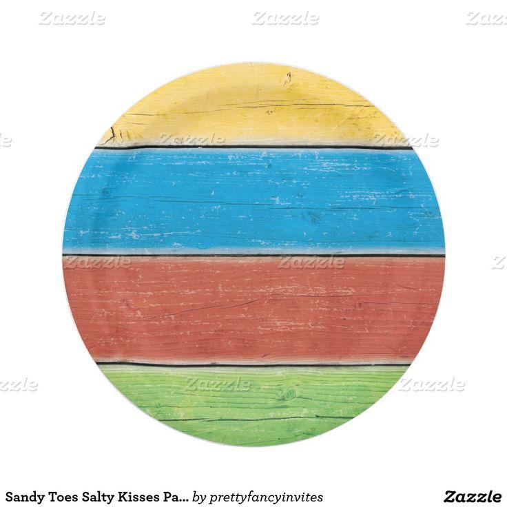 Свадьба - Sandy Toes Salty Kisses Paper Plate 7 Inch Paper Plate