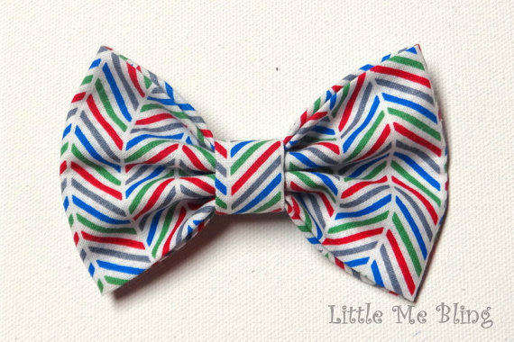 Mariage - Bow Tie Red Green Blue Chevron Accessory Clip On - Wedding - Ring Bearer - Photo Prop - Newborn Infant Baby Toddler Girl Boy Cake Smash