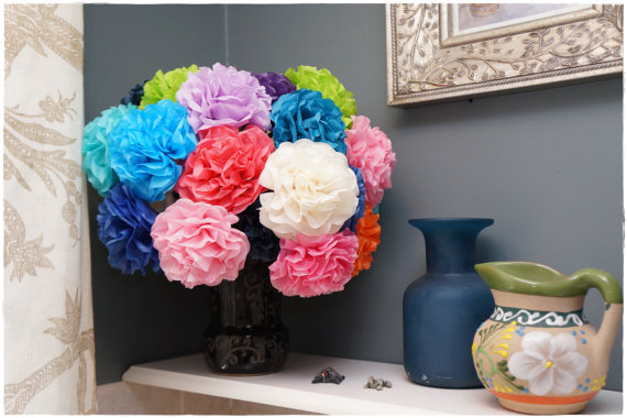 Hochzeit - Tissue Paper Flowers (12 count) Choose Your Own Colors