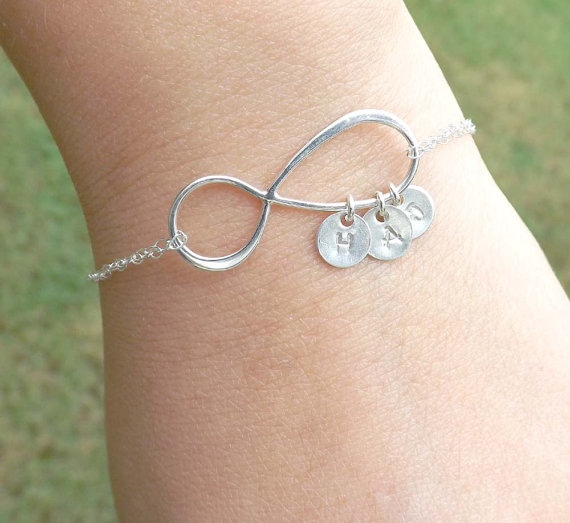 Wedding - Personalized Large infinity bracelet - birthday, wedding, Mothers Day, mom, wife - Sterling silver - Graduation gift - Mother's Day gifts 