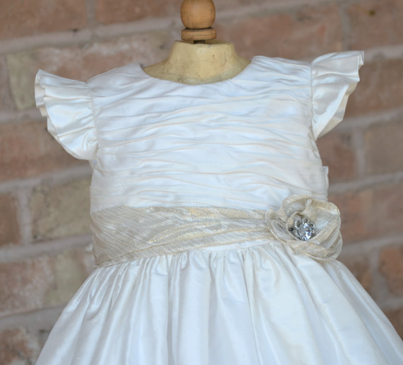 Wedding - Flower Girl Dress, Baptism Dress, Christening Dress, Dedication Dress, 1st Year Birthday Dress, Fancy Baby Girl Dress / White or Ivory