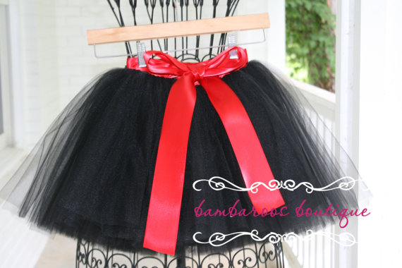 Mariage - black flower girl dress, black tutu, sewn tutu, red tutu, tulle skirt