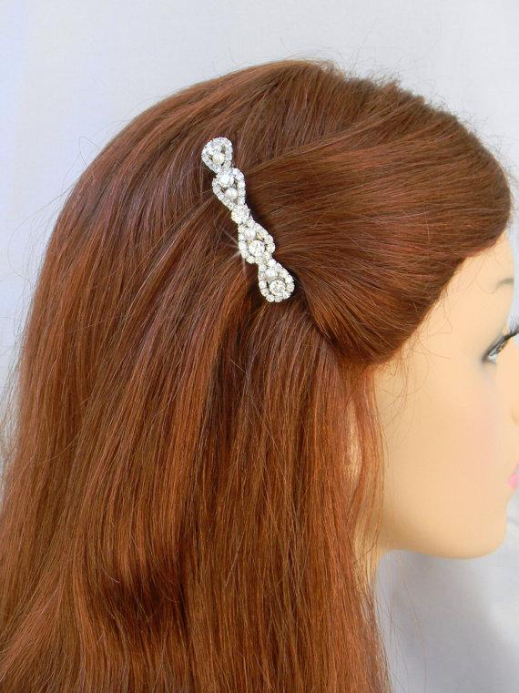 Свадьба - Crystal Bridal Hair Clip, Swarovski crystal rhinestones, Rose Gold Barrette, Wedding Hair comb, Bridal Hair barrette