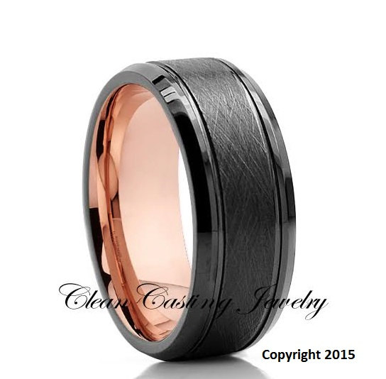 زفاف - Olivete Tungsten Wedding Band,Rose Gold Tungsten Ring,Tungsten Wedding Ring,Black Tungsten Ring,Anniversary Ring,Engagement Band,Comfort Fit