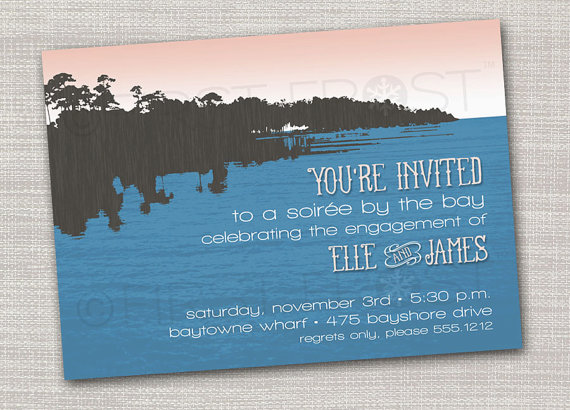 زفاف - Printable Bay Side Lake Side Bayou Party Invitation -  Rehearsal Dinner, Retirement Celebration, Engagement Party