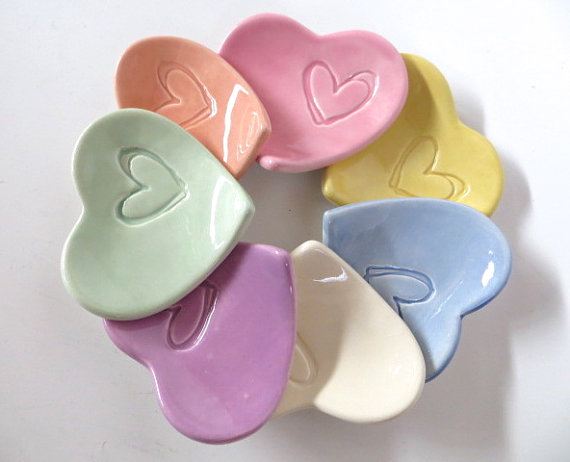 Свадьба - 10 Party Favors,  ring holders, Spring Summer Wedding, Pastel hearts,  baby shower gifts,  Made to Order