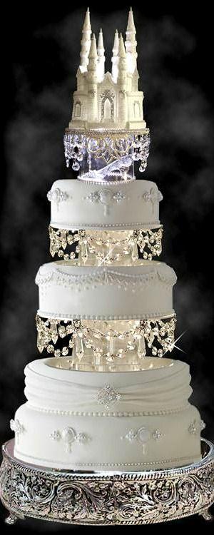 زفاف - Crystal Swarovski Castle Cake Topper 3 Pieces
