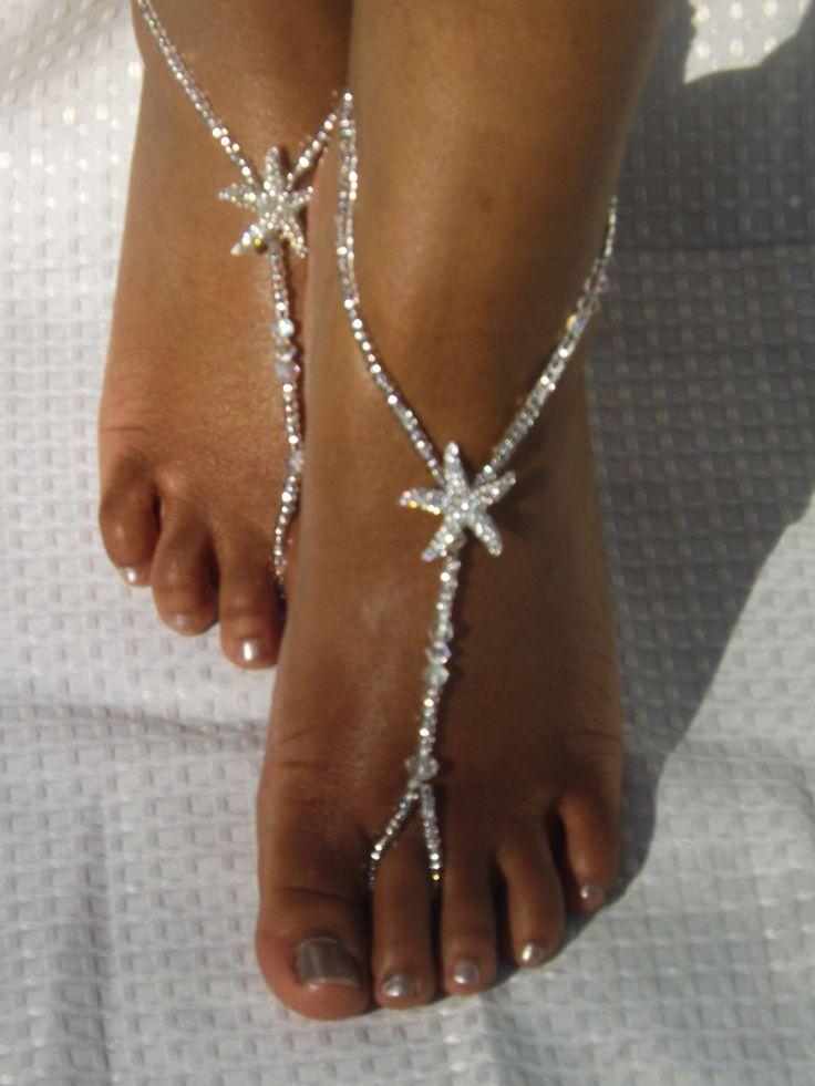 Wedding - Crystal Soleless Bridal Jewelry, Starfish Feet Jewelry, Barefoot Sandal, Wedding Foot Jewelry, Destination Bride, Beach Wedding