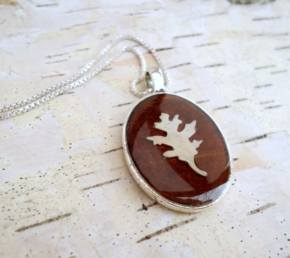 Mariage - Rustic Birch Bark Necklace - Fall Wedding Bridesmaid Jewelry - Woodland Country Autumn Wedding - Fall Leaf Necklace - Brown Bridesmaids Gift