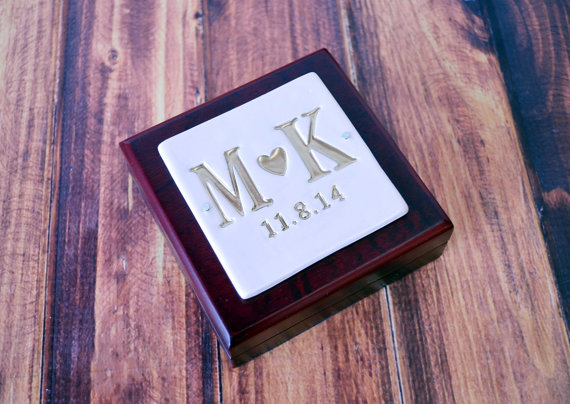 Wedding - Personalized Ring Bearer Box with Rosewood Finish - Gift Boxed & Ready to Give