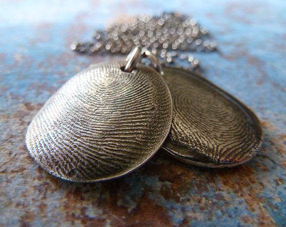 زفاف - Two Fingerprints Necklace. Literally Handmade Personalized Fingerprint Jewelry. Made to Order Personalized