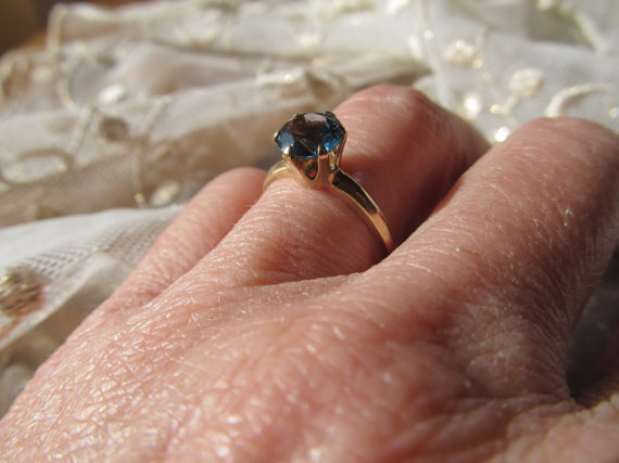 زفاف - SundaySale Today Danusharose Vintage Peacock Teal Blue Spinel Mermaid Ocean Blue Engagement  Ring w/ Fine Jewelry Report  included