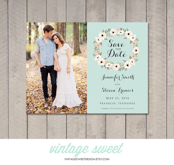 Hochzeit - Save the Date Card / Magnet (Printable) by Vintage Sweet